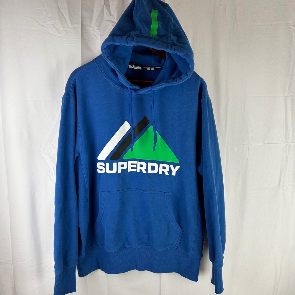Superdry Hoodie‎ Mens XL Blue Graphic Mountain Logo Pullover M2011334A